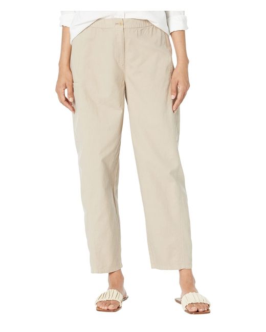 Eileen Fisher Ankle Lantern Cargo Pants In Organic Cotton Hemp Stretch in Khaki (Green) | Lyst