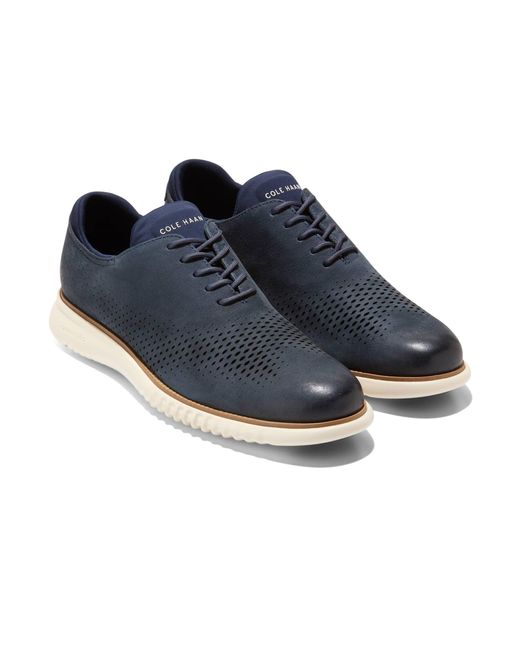 Cole Haan Blue 2.zerogrand Laser Wing Tip Oxford Lined for men