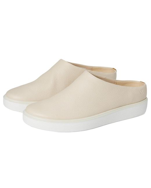 Ecco White Soft 60 Slide Clog Shoes, Leather