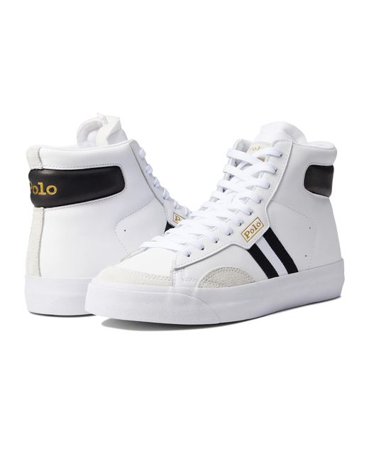 Polo Ralph Lauren White Court Vulc Mid Sneaker for men