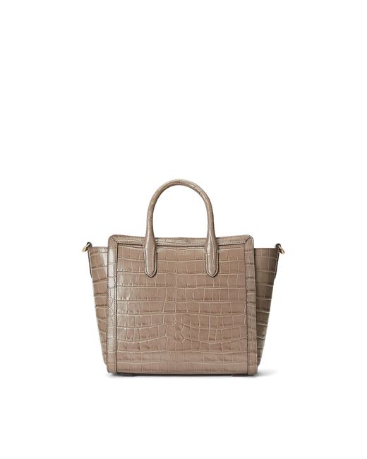 Lauren by Ralph Lauren Embossed Leather Medium Tyler Tote in Brown