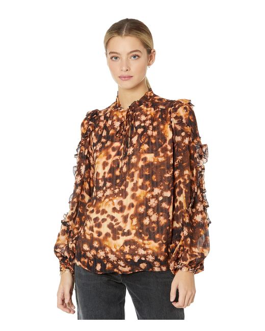 Marie Oliver Haley Blouse in Brown | Lyst