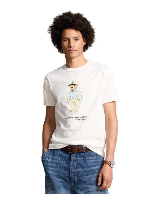 Polo Ralph Lauren White Classic Fit Polo Bear Jersey T-shirt for men