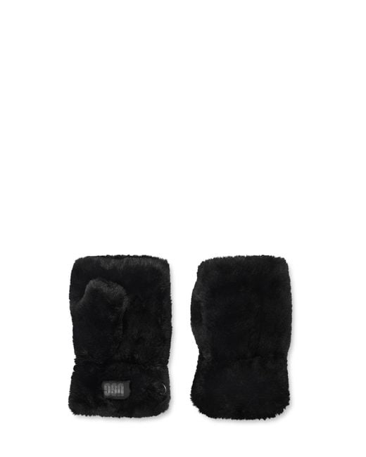 UGG Faux Fur Fingerless Mitten With Microfur Lining And Detachable Cord