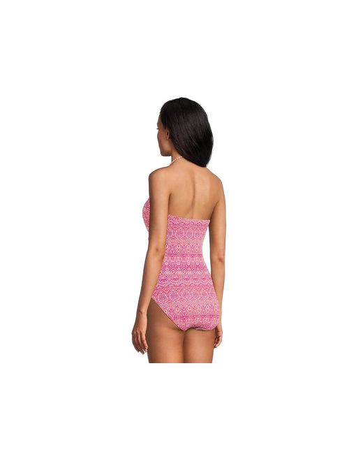 Tommy Bahama Red Island Cays Point Bandeau 1Pc Swimsuits One Piece, Nylon/Spandex