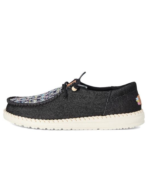 HeyDude Black Wendy Funk Crafted Tweed Shoes, Textile