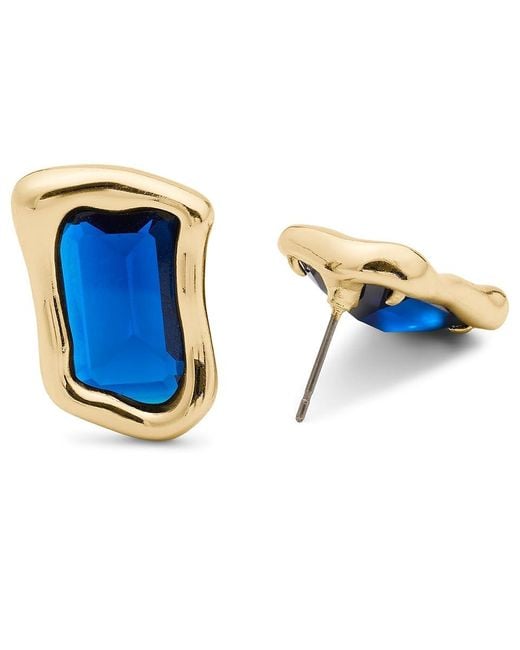 Kate Spade Blue Interlock Studs Earring, Brass