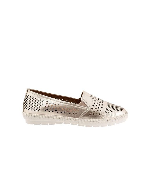 Trotters White Royal ( Metallic) Flat Shoes