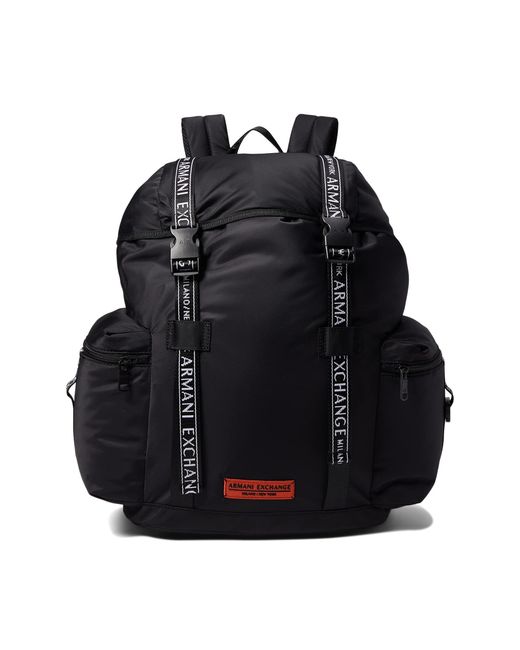 Armani Exchange Synthetic Logo Webbing Backpack in Black for Men Lyst