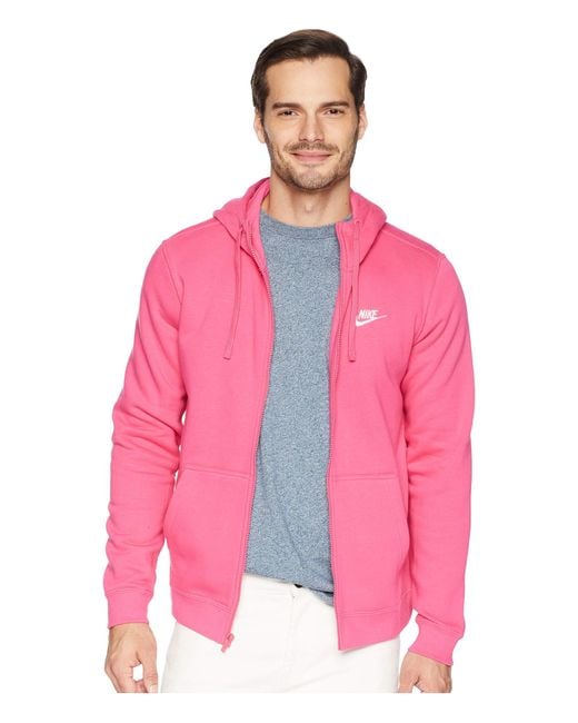 Nike Pink Club Fleece Full-zip Hoodie (watermelon/watermelon/white) Men's Fleece for men