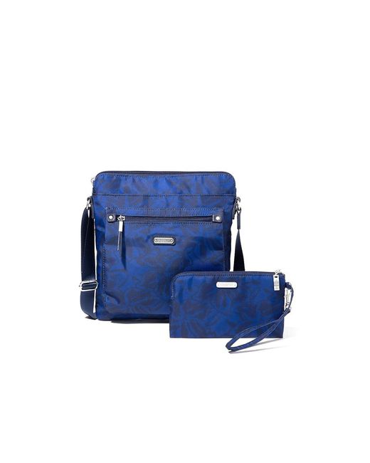 Baggallini Blue Go Bagg With Rfid Phone Wristlet (Nightfall Floral) Handbags