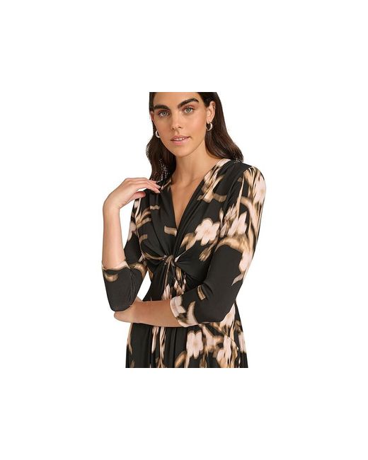 Calvin Klein Black 3/Sleeve Matte Jersey Maxi Dress Dress/Oyster, Polyester/Spandex
