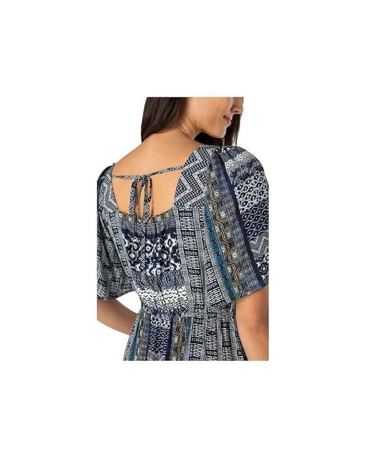 Liverpool Los Angeles Black Elbow Sleeve Square Neck Woven Maxi Dress With Pockets Dress, Rayon