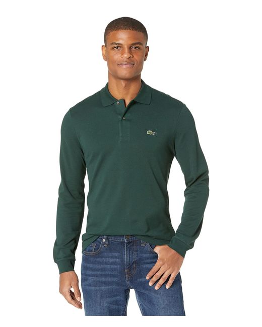 Lacoste Green Long Sleeve Classic Pique Polo Shirt for men