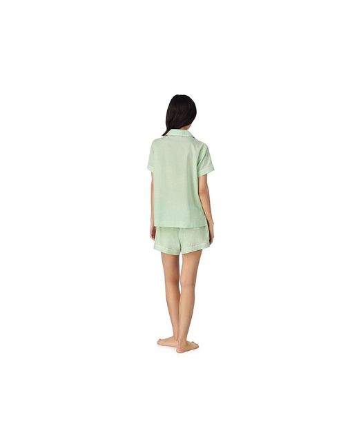 Ralph Lauren Black Short Sleeve Notch Collar Boxer Pj Set Pajama Sets Sm (Us 4-6) Cotton/Viscose