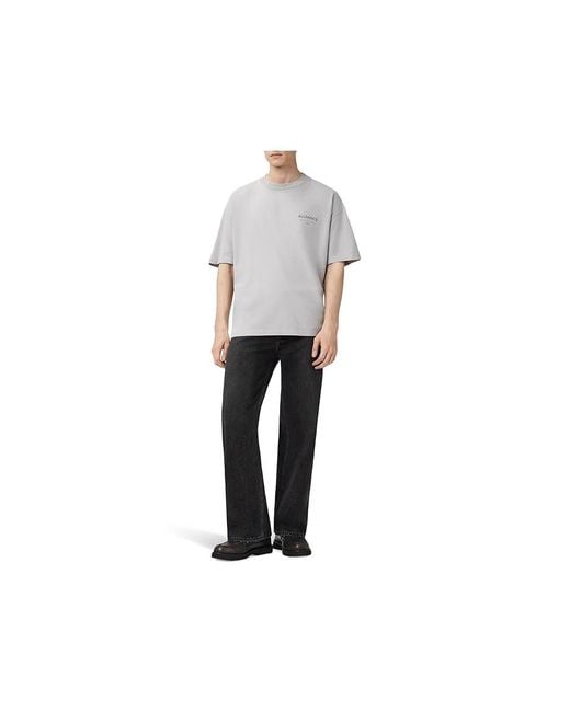 AllSaints Gray Future Short Sleeve Crew T Shirt, Cotton for men