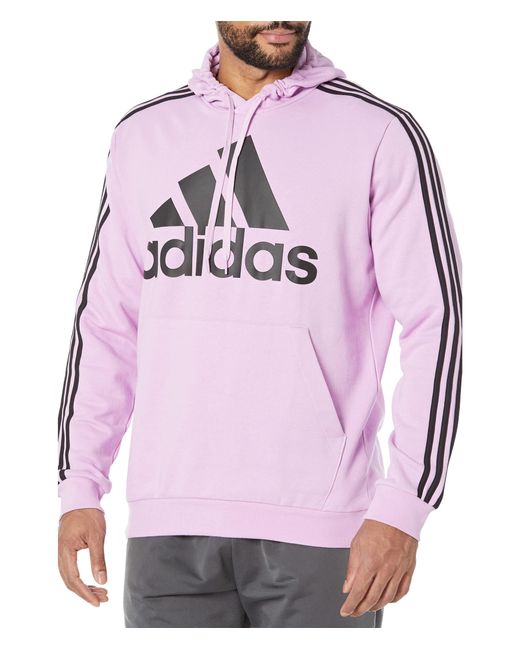 adidas Big Tall Essentials Fleece 3-stripes Hoodie in Pink for Men | Lyst