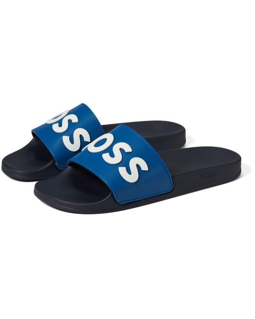 Boss Blue Slide Sandals for men