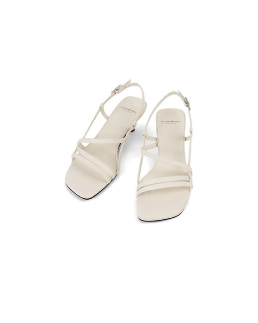 Vagabond White Jonna Leather Strappy Kitten Heel Sandals