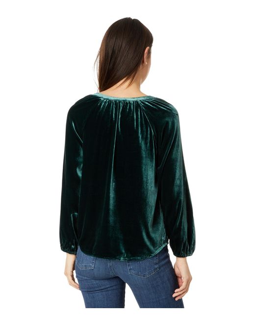 Faherty Brand Green Stretch Silk Velvet Naomi Top
