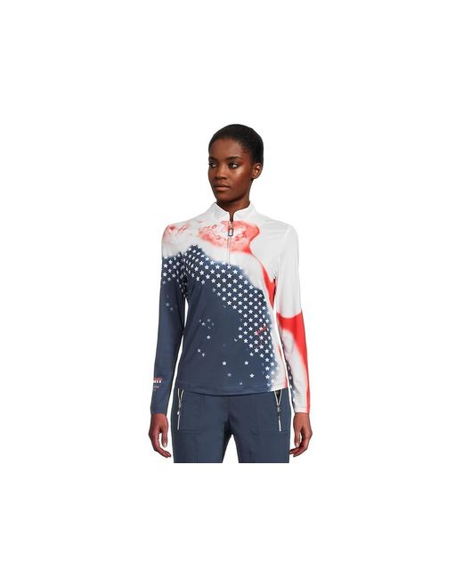 Jamie Sadock Blue Long Sleeve Liberty Print Top Clothing/ Spandex