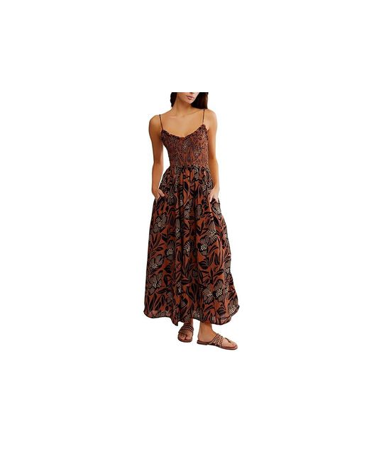 Free People Black Sweet Nothings Midi Dress Xs 0-2) Cotton