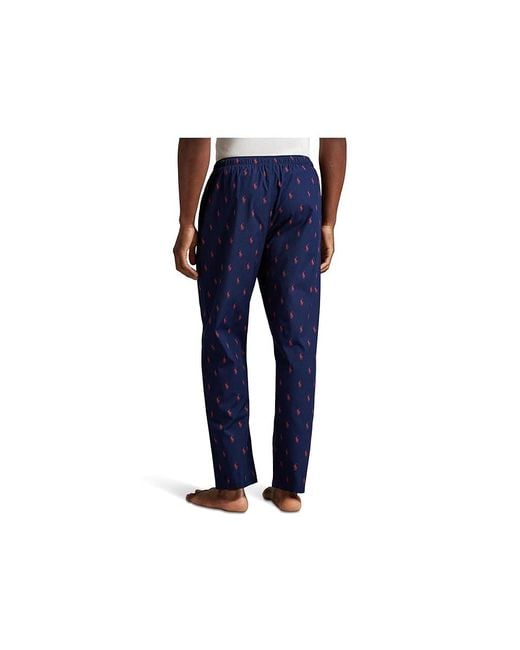 Polo Ralph Lauren Black Aopp Woven Pj Pants Pajama, Cotton for men