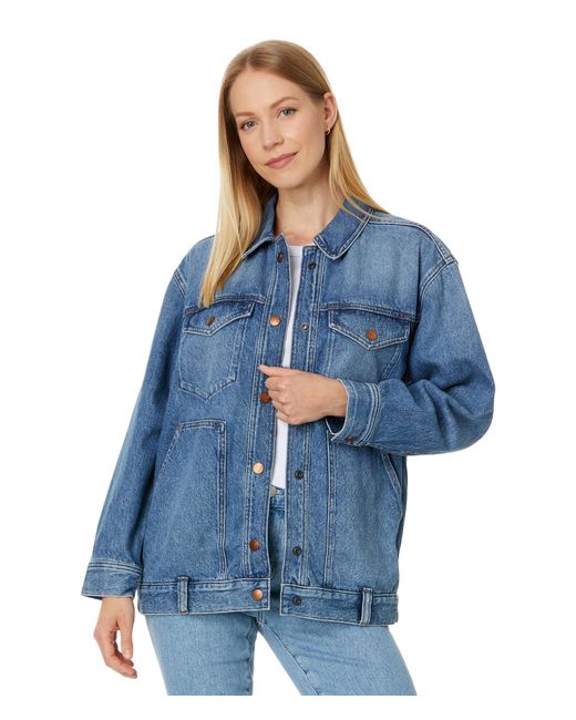 Madewell Blue The Oversized Trucker Jean Jacket In Sentell Wash: Snap-front Edition