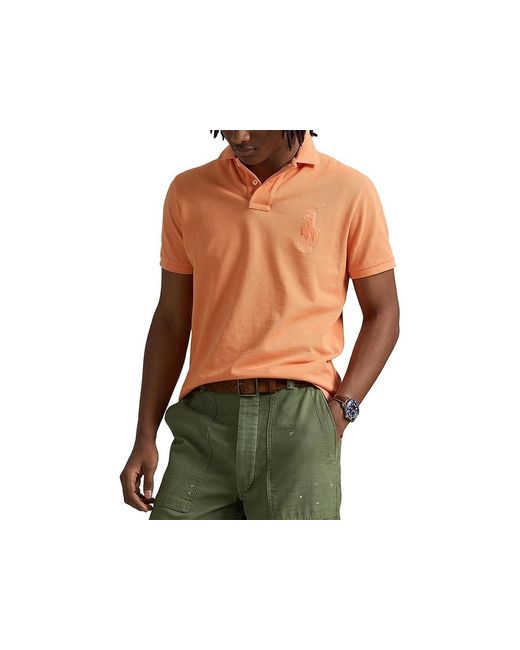 Polo Ralph Lauren Green Custom Slim Fit Big Pony Mesh Polo Shirt Clothing, Cotton/Mesh for men