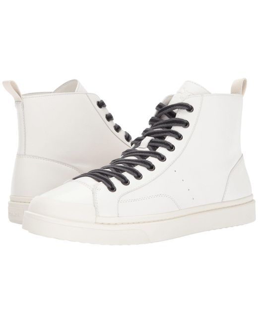 COACH C214 Hi Top Sneaker Leather (white/white) Men's Shoes for men