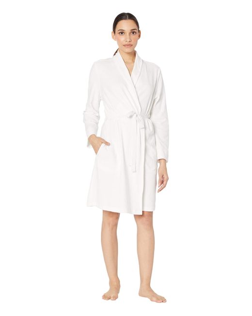 Skin White Organic Cotton French Terry Robe With Attached Belt