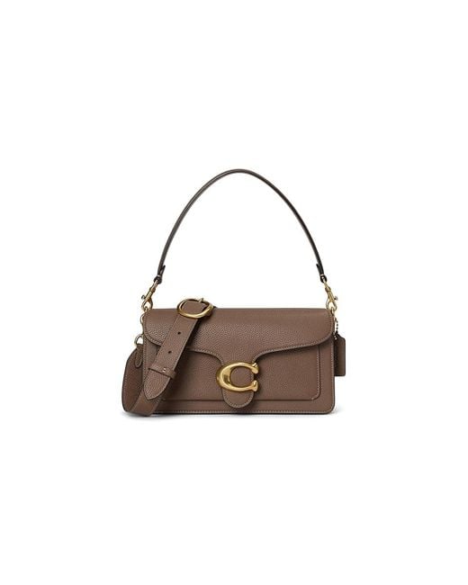 COACH Black Polished Pebble Leather Tabby Shoulder Bag 26 (Darkstone) Handbags