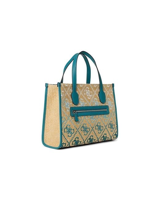 Guess Black Silvana 2 Compartment Tote Tote Handbags, Raffia