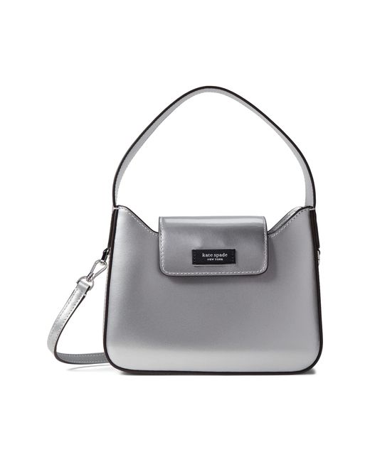 Kate Spade Sam Icon Metallic Mini Hobo Bag in Gray | Lyst