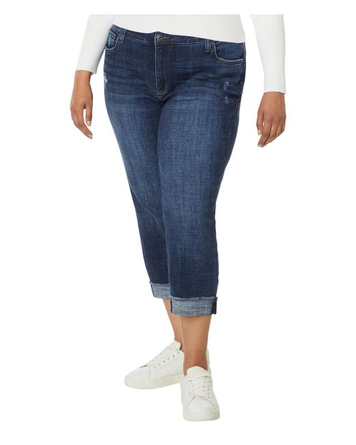 Kut From The Kloth Blue Plus Size Amy Crop Straight Leg Roll-up Fray Prestigious