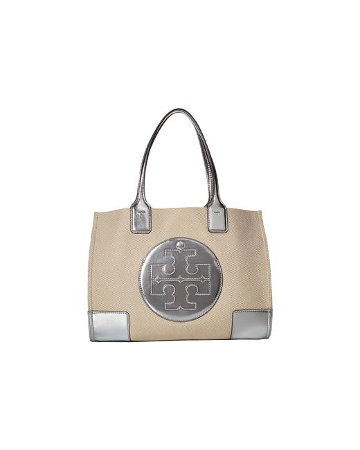 Tory Burch Ella Canvas Mini Tote (natural/silver) Handbags in Metallic |  Lyst