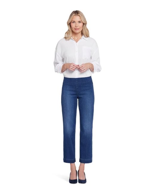 NYDJ Blue Bailey Relaxed Straight Ankle Pull-on Jeans