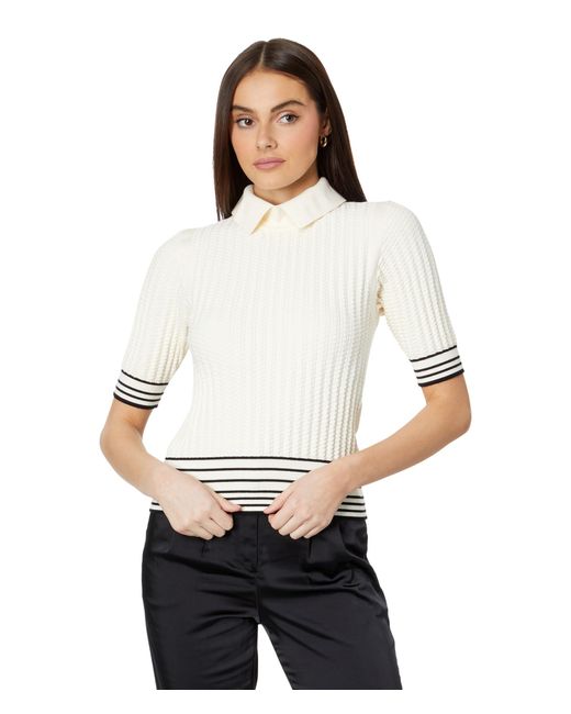 Ted Baker White Morliee Puff Sleeve Fitted Sweater