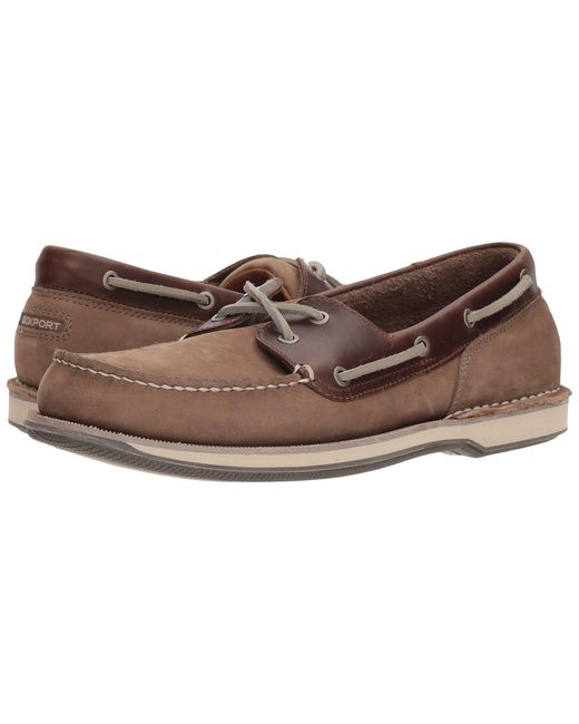 $125 Rockport Perth Boat Shoes NEW Men/'s - Taupe Nubuck//Beeswax Leather