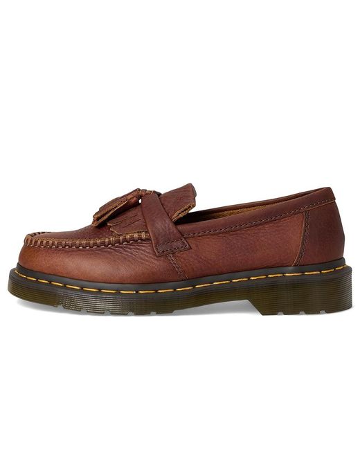 Dr. Martens Brown Adrian Stitch Leather Loafers Lace-Up Boots for men