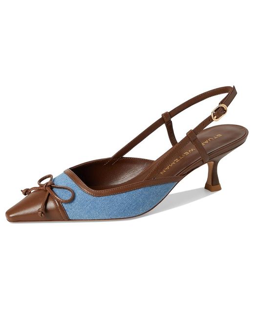 Stuart Weitzman Multicolor Kitty Slingback 50 High Heels Washed/Coffee, Leather