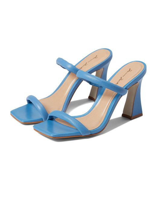Massimo Matteo Leather Christie Heeled Sandal in Blue | Lyst