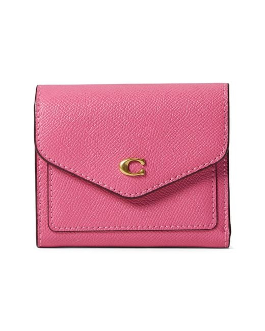 COACH Pink Cross Grain Leather Wyn Small Wallet