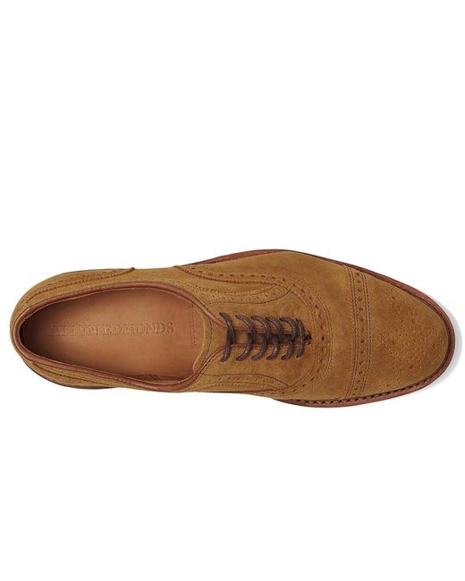 Allen Edmonds Brown Strandmok Cap Toes (Wheat Suede) Lace Up Wing Tip Shoes for men