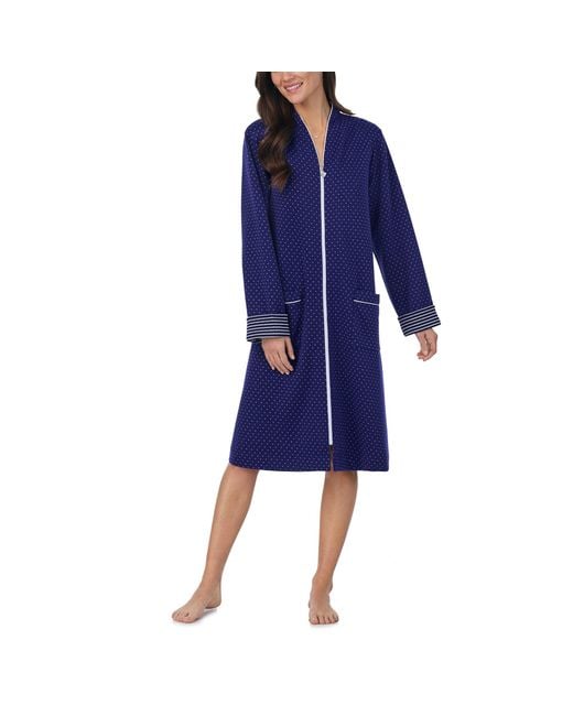 Eileen West Blue Robe Waltz Long Sleeve Zip Front