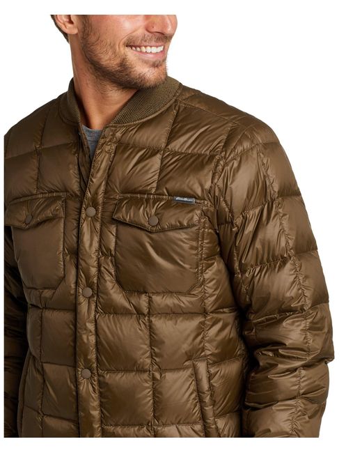 Eddie Bauer Synthetic Stratuslite Down Snap Jacket in Green for Men Lyst