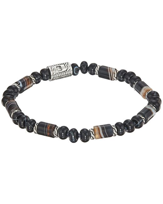 John Hardy Metallic Classic Chain Bead Bracelet With Banded Agate for men