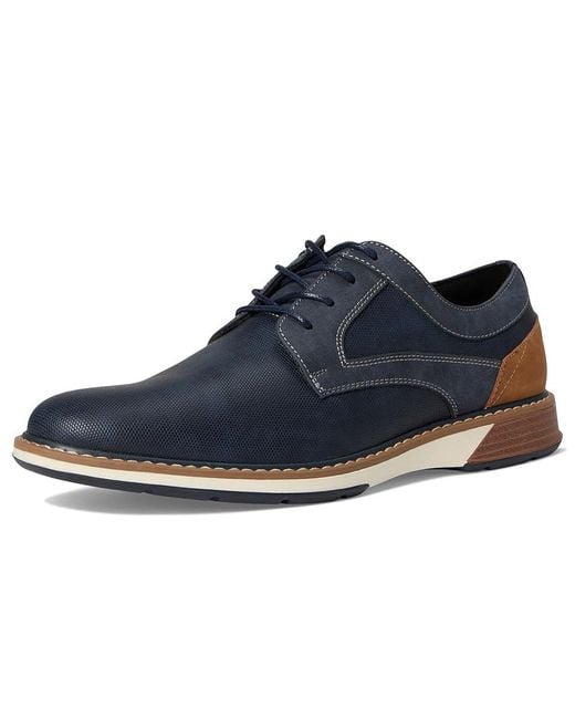Stacy Adams Blue Phineas Plain Toe Lace-Up Shoes, Faux Leather for men
