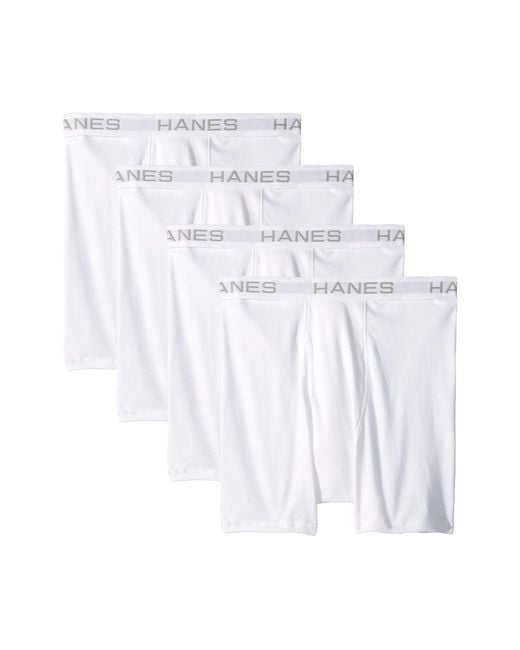 Hanes White Core Cotton Platinum Boxer Briefs Pack for men