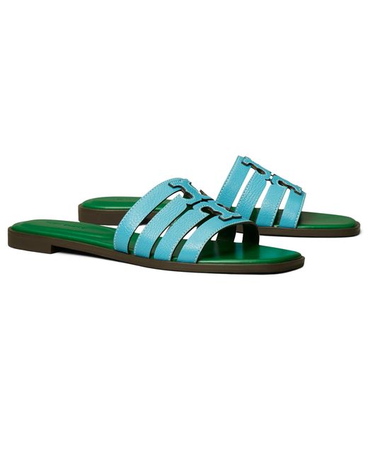 Tory Burch Green Ines Cage Slides